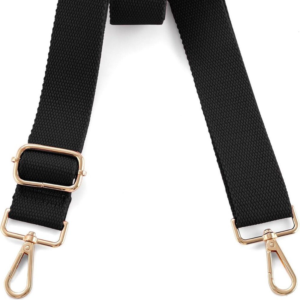 Black Shoulder Strap to convertable bag to shoulder or duffle bag. Gold metal